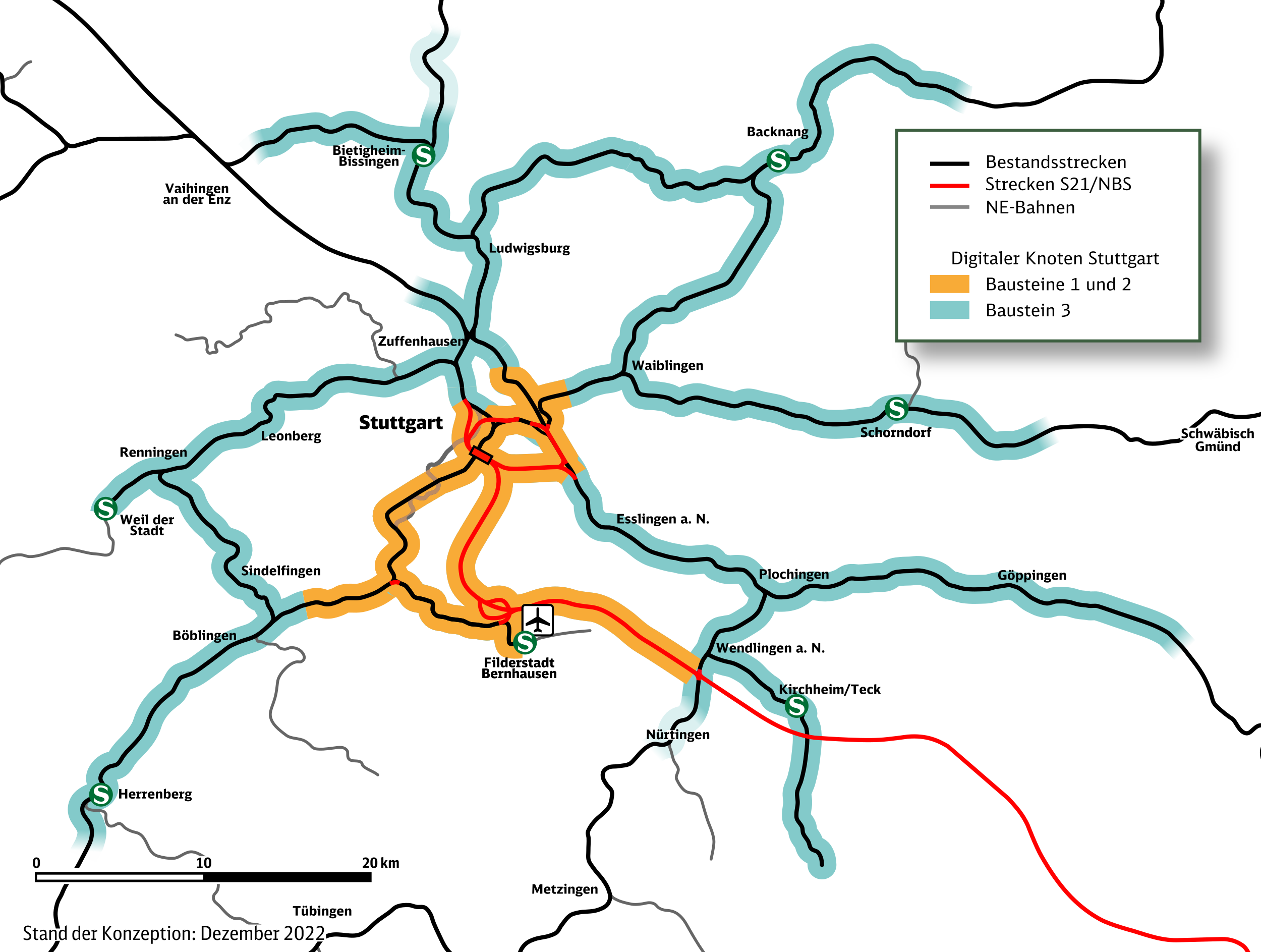 Grafische Darstellung des digitalen Knotens Stuttgart im Schienennetz - BIldquelle: DB