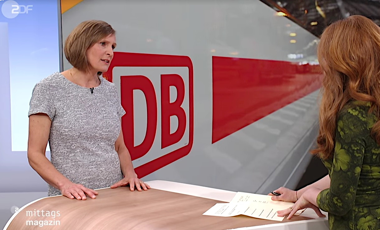 VDEI-Präsidentin Birgit Milius im Interview mit einer Moderatorin im Studio des ZDF Mittagsmagazins